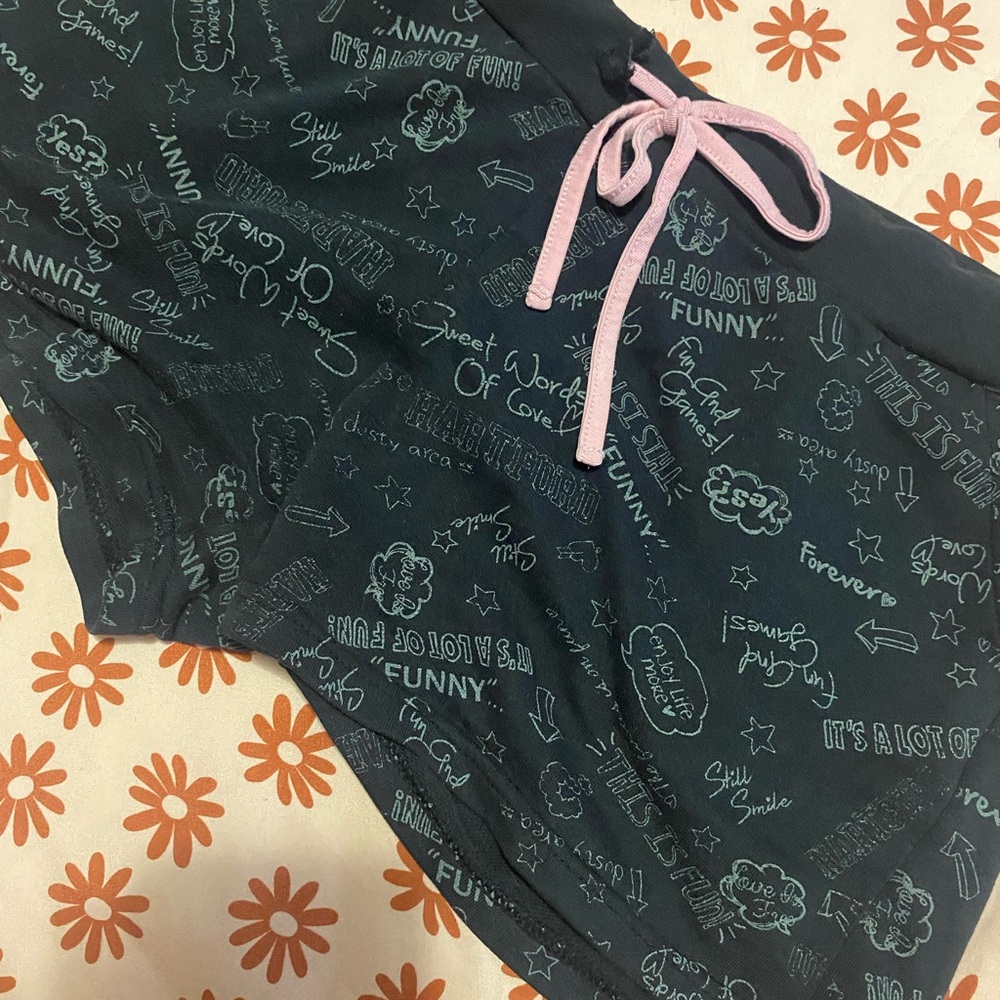 Black Shorts with Pink Drawstring